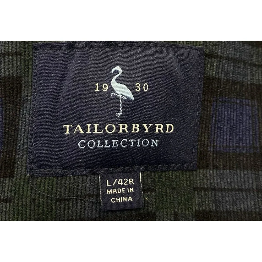 TAILORBYRD Men Sports Coat Sz L/42R Blue Unconstructed Shadowplaid Short Texture